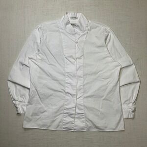 Vtg Orvis Womens 18 Shirt White Cotton Long Sleeve Button Front Collared SHAWL